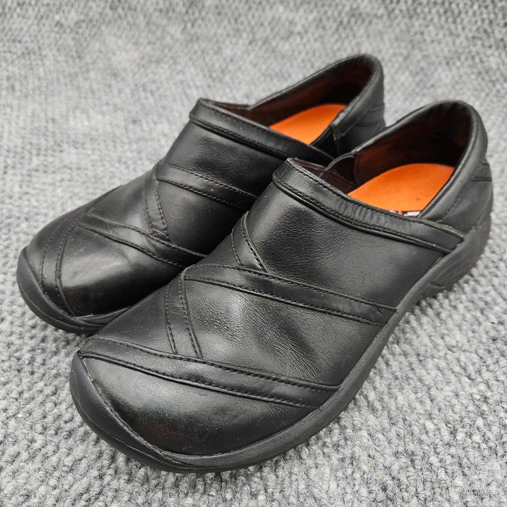Merrell (Women's 7.5) Black Encore Eclipse Leather Clogs Slip On Walking Shoes